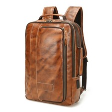 Vegetable Tanned Leather Backpack for men, Expandable Leather Backpack Fits 1...