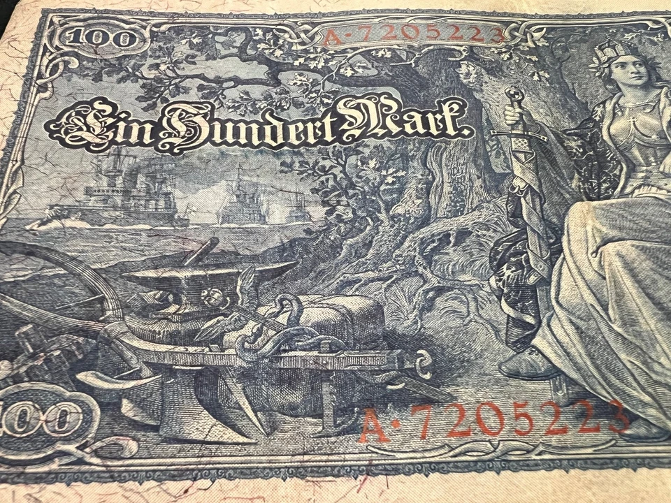 1910 German 100 Mark Banknote World War 1 WW1 WWI Currency Antique Relic - Image 3 of 4