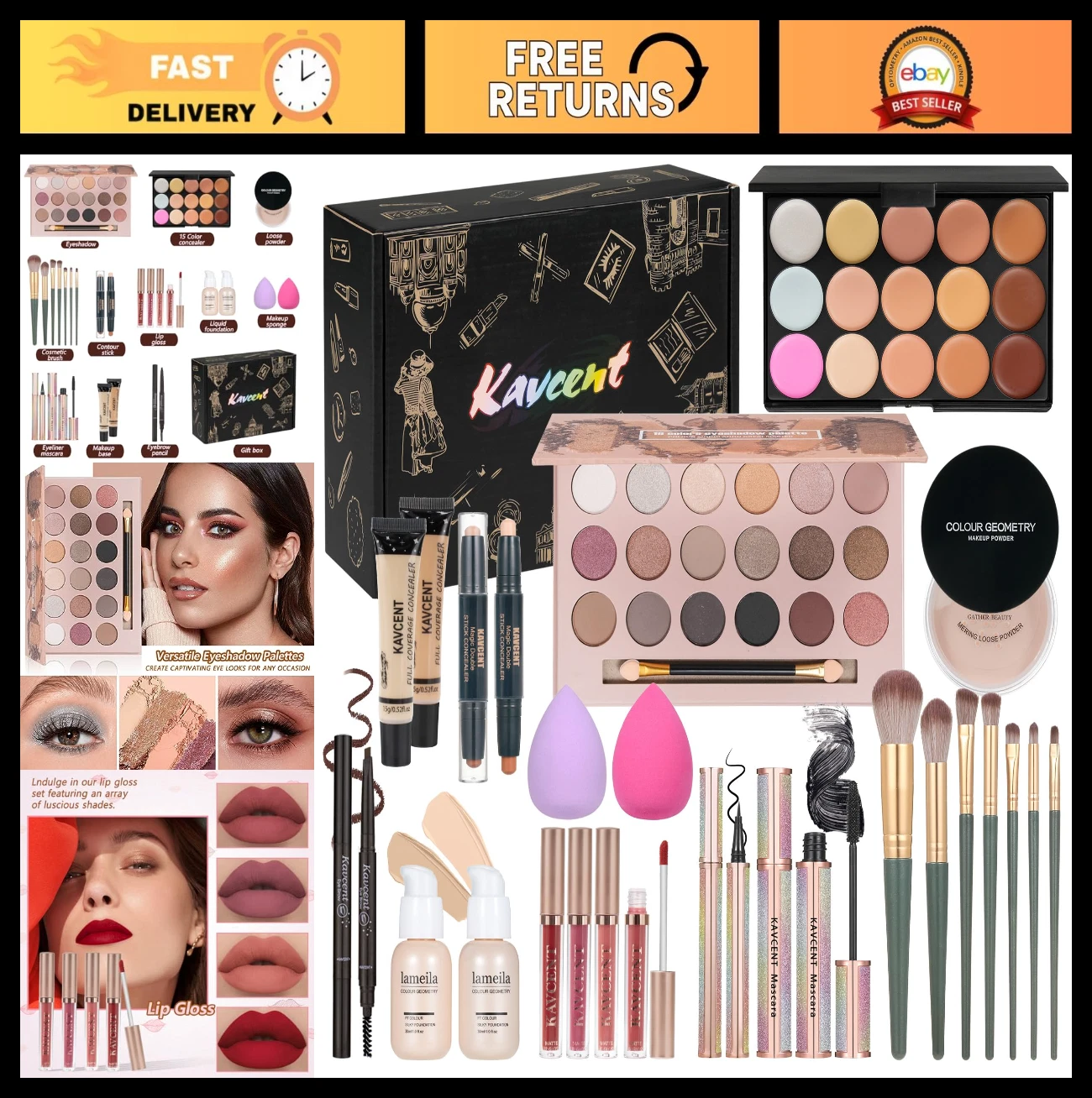 Complete Makeup Kit for Teens & Women - Eyeshadow, Foundation, Concealer, Lip Gl