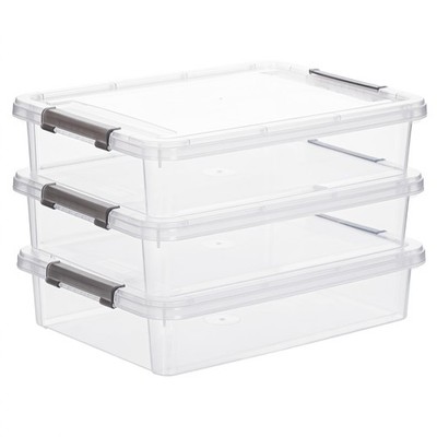 3 PCS Plastic Storage Bins with Latching Lids Portable Project Case Clear Fil...