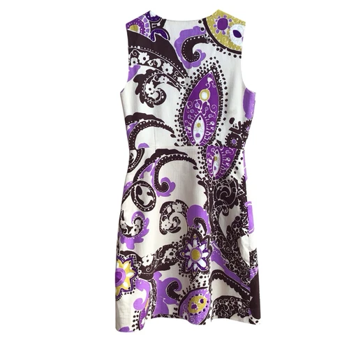 Abito senza maniche Kate Spade Kieran viola paisley ortensia marocchino taglia 4