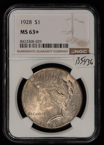 1928 $1 Silver Peace Dollar - Key Date - NGC MS 63+ Plus - SKU-B5436