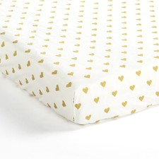 Baby Boho Metallic Hearts Allover Hearts Soft  Plush Fitted Crib Sheet, 52"x...