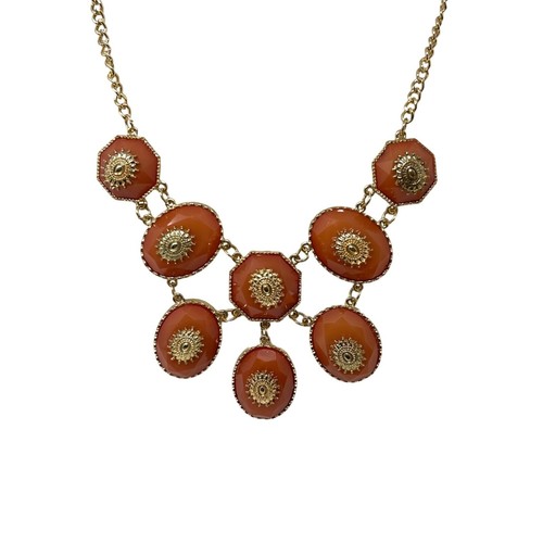 Vintage Charming Charlie pietre acriliche arancioni con accenti tono oro e catena - Foto 3 di 6