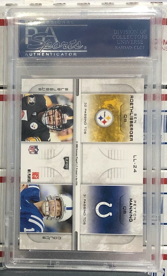 2008 PLAYOFF PRESTIGE BRADY, MANNING, ROETHLISBERGER ROMO, LL-24, PSA GEM MT 10  - Image 4 of 4