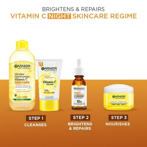 Garnier Bright Complete Night With 10% Pure Vitamin C Serum 15ml With PM Routine - Picture 7 of 11