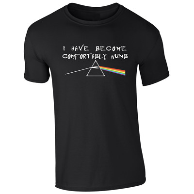 Bequem taubes T-Shirt Wandstil dunkle Seite pink Floyd Fan inspiriert Hals Logo