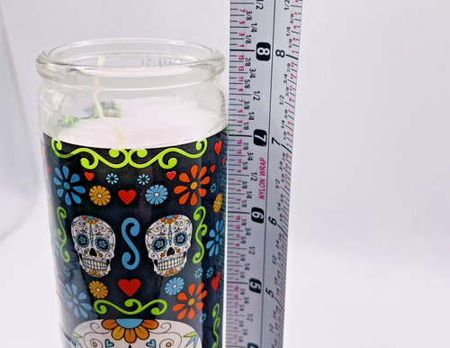 Skull Candle Dia De Los Muerto Day of the Dead Prayers Illuminate Your Heart 8" - Picture 4 of 4