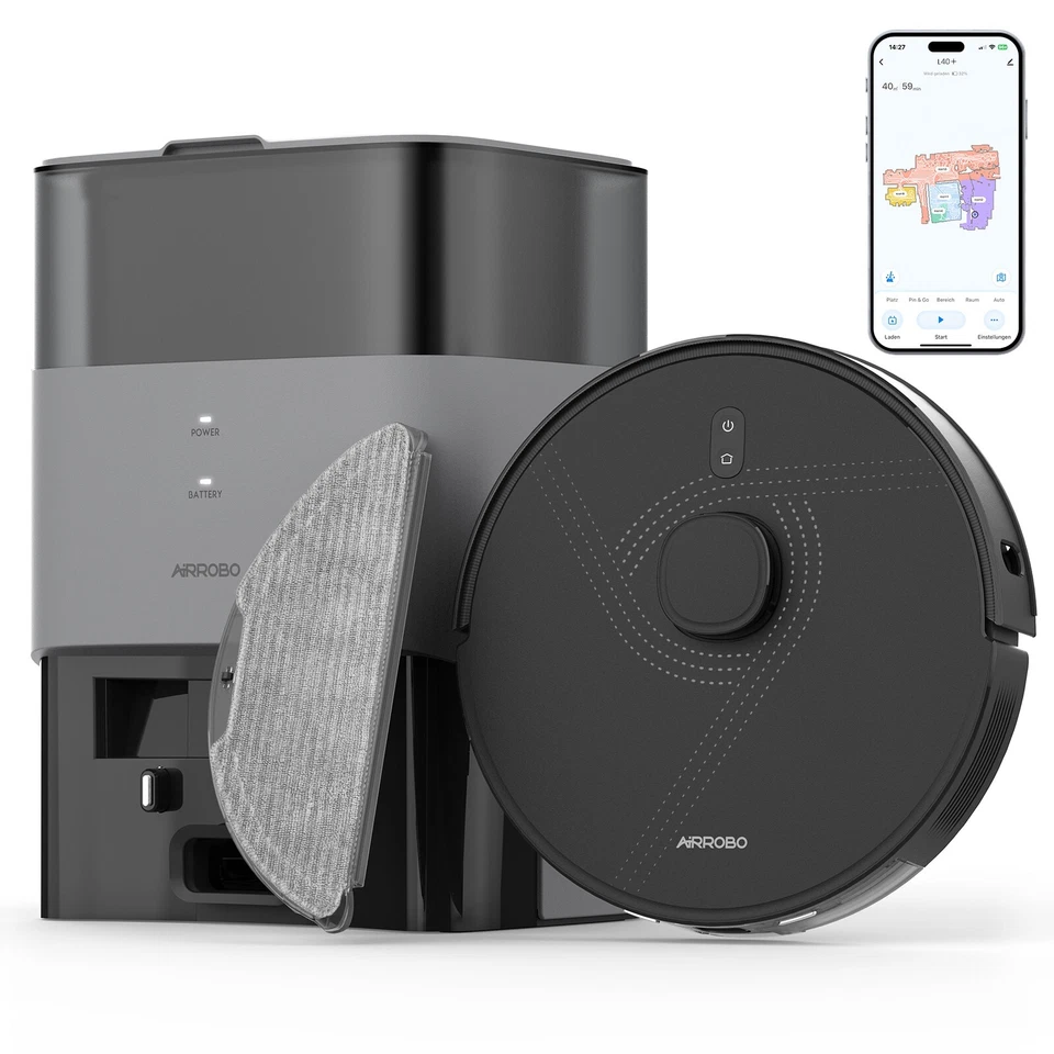 AIRROBO L40+ Saugroboter Wischfunktion 3,5L Beutel Mit Auto-Empty Absaugstation - Bild 4 von 4