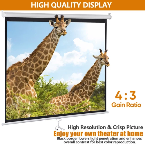 72''/80''/100''/119'' Projector Screen Pull Down Projection Screen Home Theater - Picture 59 of 89