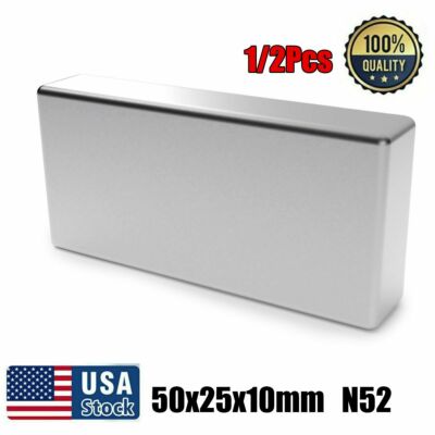1/2x Magnets Super Strong N52 Neodymium Large Block Magnet 2''x1''x3/8'' Rare Earth