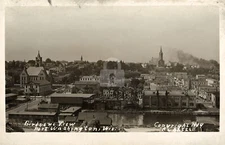 Birdseye view Port Washington WI Wisconsin 1909 RPPC Photo Postcard COPY