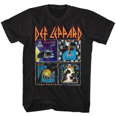 Def Leppard 4 Different Album Covers Men's T Shirt Rock Music Band Merch
