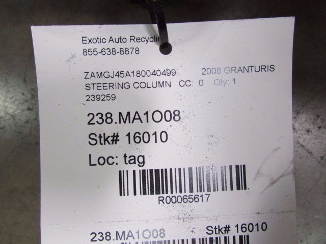 Maserati Granturismo, Steering Column, Used P/N 239259