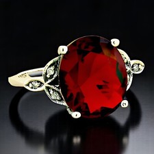 VINTAGE STYLE 925 STERLING SILVER 3.5 CT SIMULATED RUBY FILIGREE RING    1156