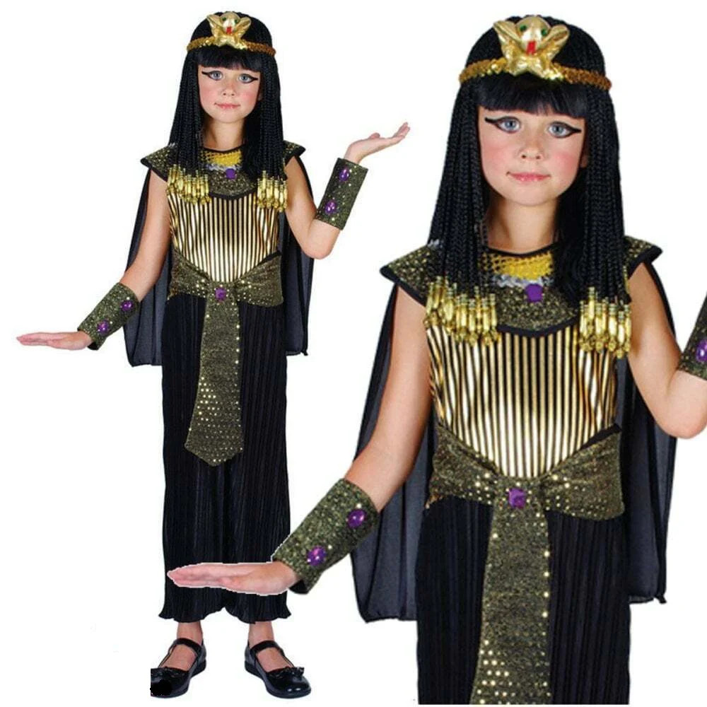 Niños Egipcio Disfraz de Reina Cleopatra Día Del Libro Disfraz Edad 3-13