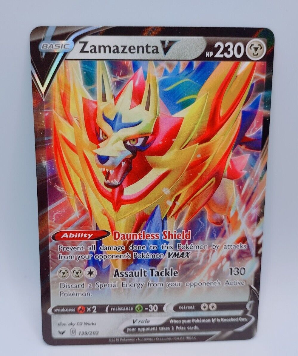 139/202 Zamazenta V, Rare Holo V Card