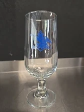 Vintage Anheuser-Busch Stemmed Glass Blue Logo Barware 7" Tall