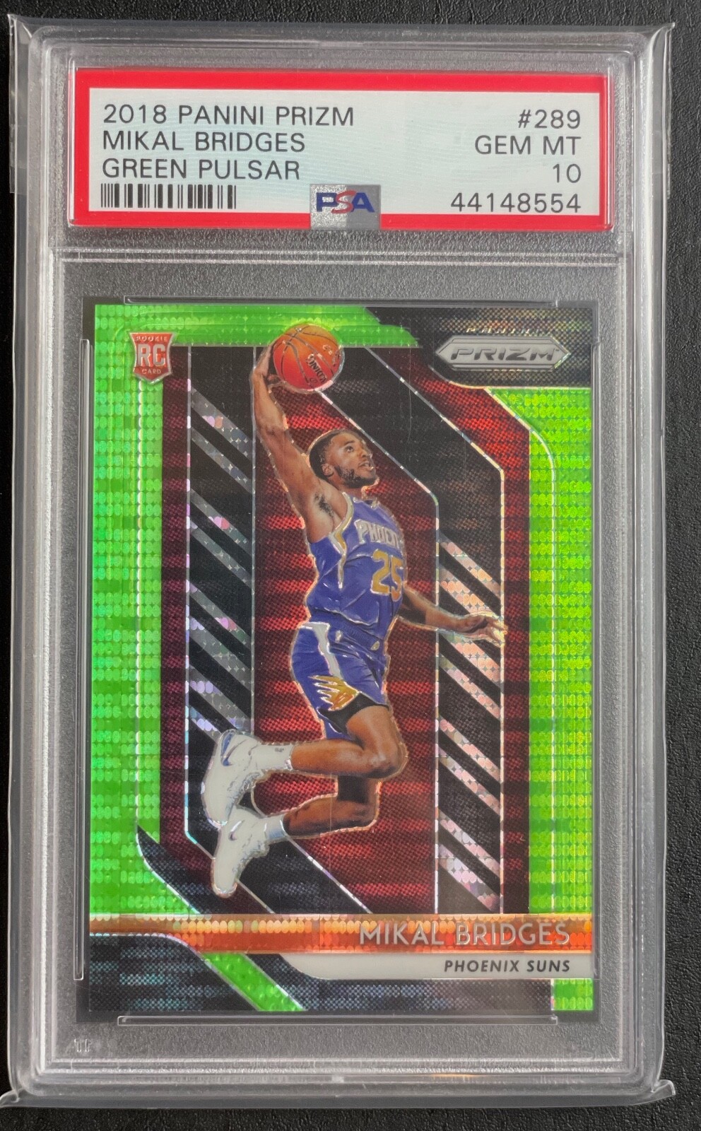 #/25 Mikal Bridges PSA 10 GEM MINT 2018-19 Panini Prizm Green Pulsar RC #289