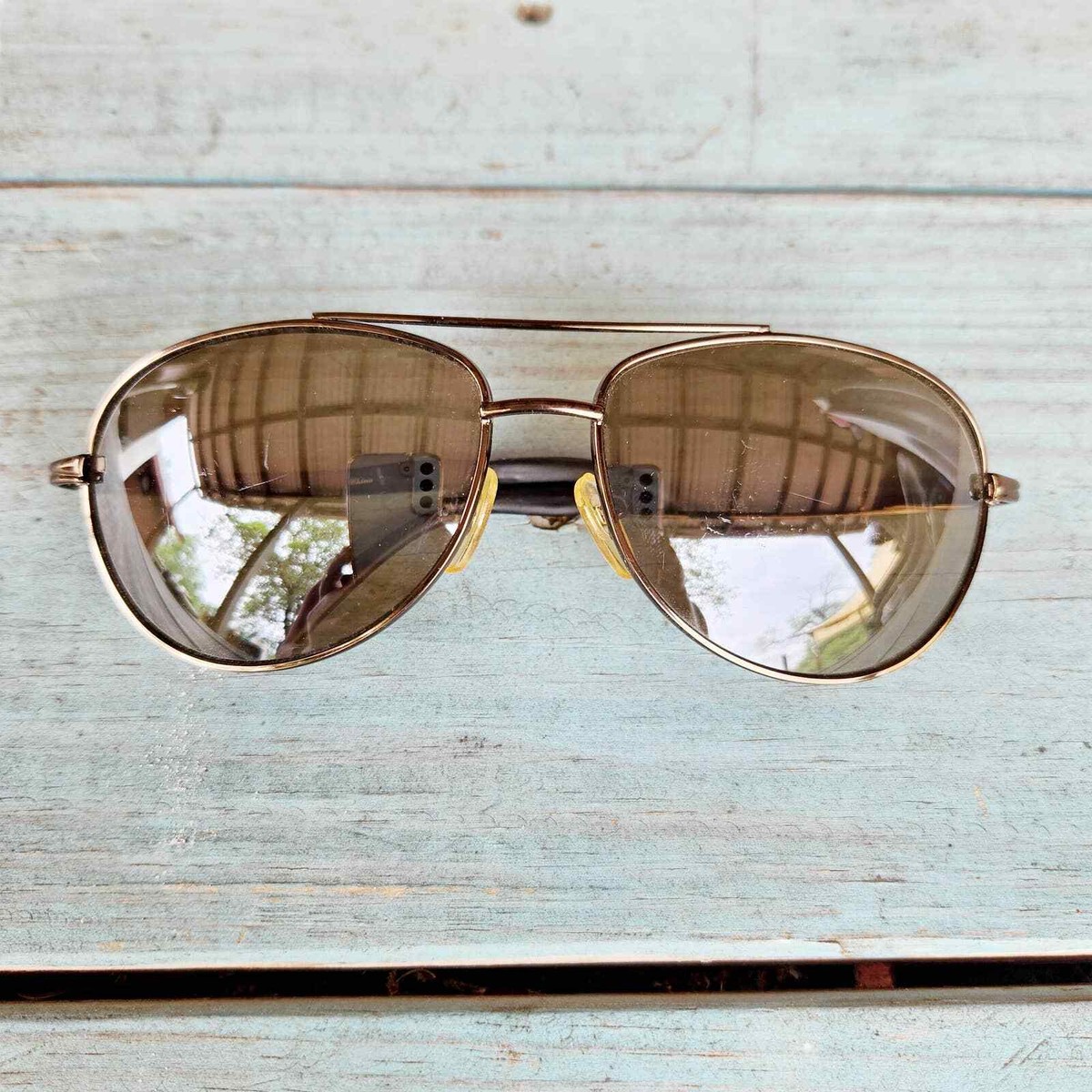 Vintage Olympics Logo Aviator Sunglasses Gold Toned Brown Lens 60s Style Vintage Olympics Logo Aviator Sunglasses Gold Toned Brown  main image 3