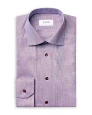 Eton Slim Fit Royal Dobby Dress Shirt Red/White L58224 Mens Size 38/15