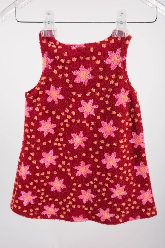 Vestido e Casaco para Meninas Sweet Potatoes tamanho 4 4T Vermelho Floral Fleece Polka Dot Soft - Imagem 3 de 4