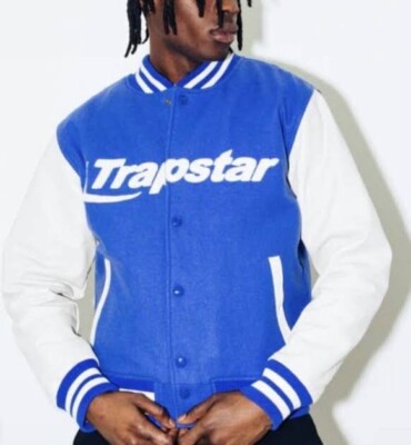 Trapstar Hyperdrive Varsity Jacket Chenille Dazzling Blue/Off-White Size Small