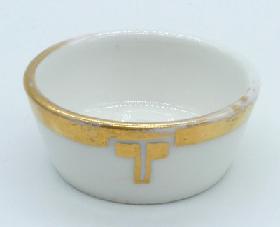 Vintage Limoges P & P France White Porcelain with Gold Trim Open Salt Dip Cellar