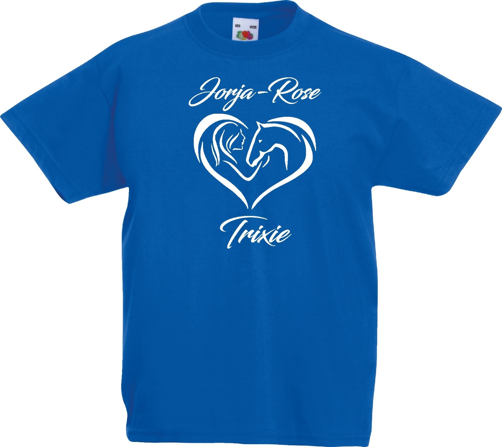 T shirt personalizzata bambini equitazione pony amore cuore nome