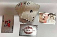 New Silver 50 Pound Card Playing Cards Deck Poker Waterproof Game UK Stock