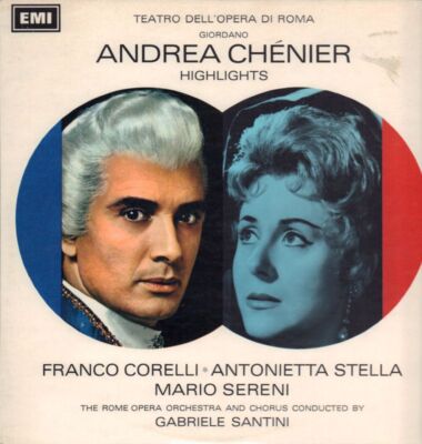 Giordano(Vinyl LP)Andrea Chenier highlights/ Gabriele Santini-HMV-ASD23-Ex/NM