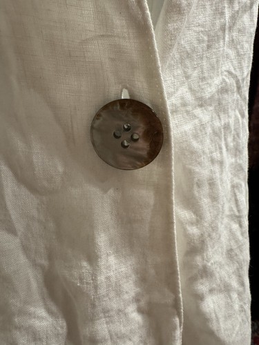 JM Collection 100% Linen White Blouse Pearl Button XXL - Picture 2 of 5