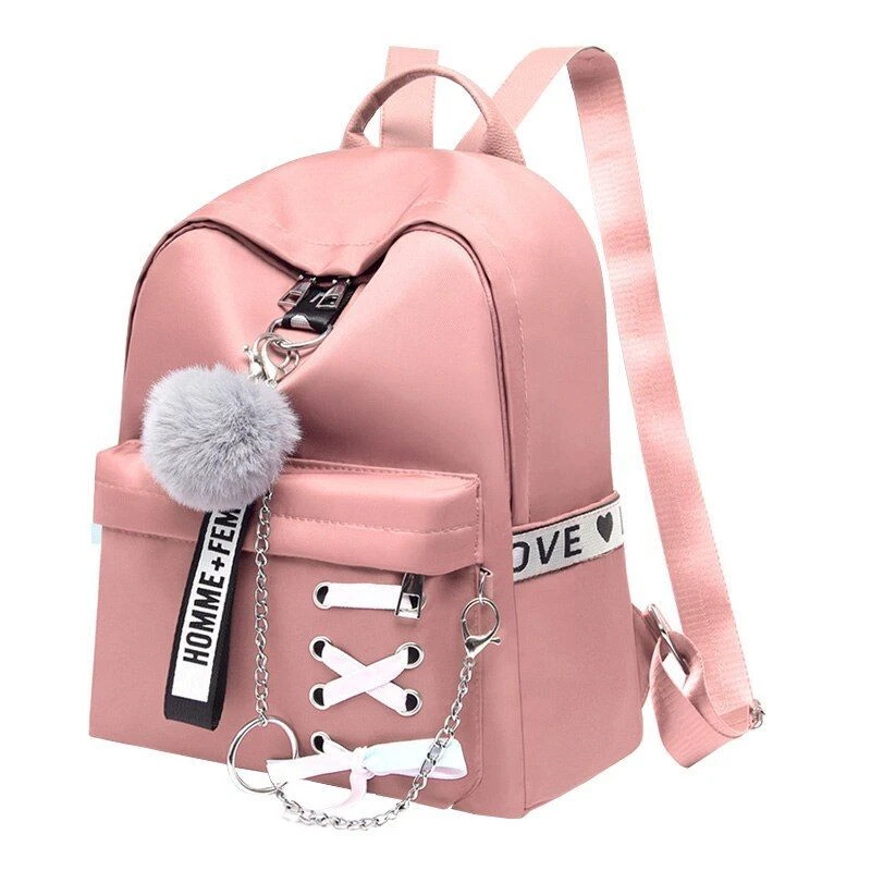 4 Sets/Pcs Woman Laptop Backpack Ribbons School Cool Backpacks cute cat  Schoolbag For Teenagers Girls Student Book Bag Female Satchel