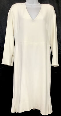 Tom Ford Dress Cream V-Neck Long Sleeve Zip Wrist Big Gold Zipper Back 10