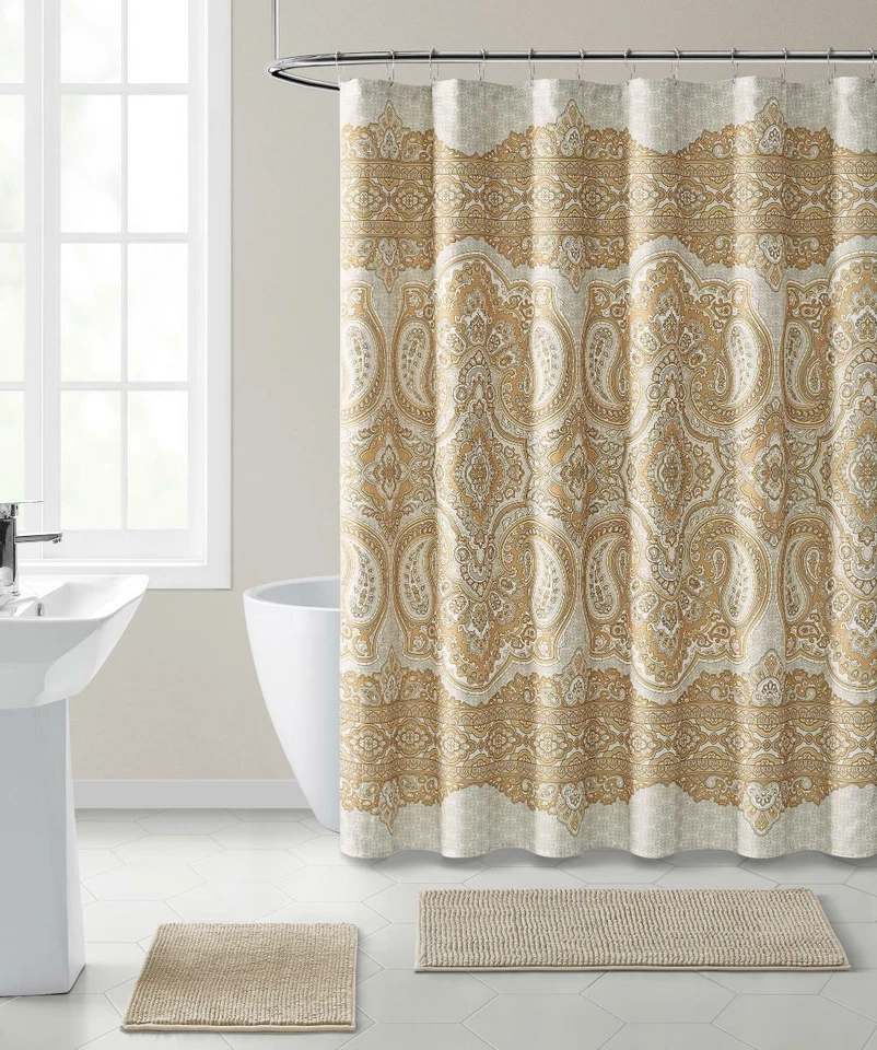 Cortina de ducha de tela premium French Chateau Paisley Chic - Colores surtidos Foto 3 de 4