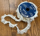 Vintage Spool Of Lace Trim Edging Floral 3/4" White 5 yards Made In Mexico Retro