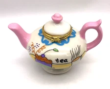 Greenbrier International Teapot Handpainted Porcelain Trinket Treasure Box