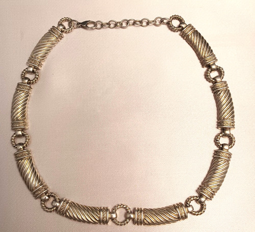 Judith Ripka Sterling Link + Twist Bar Necklace- 17" Weighs 87 grams
