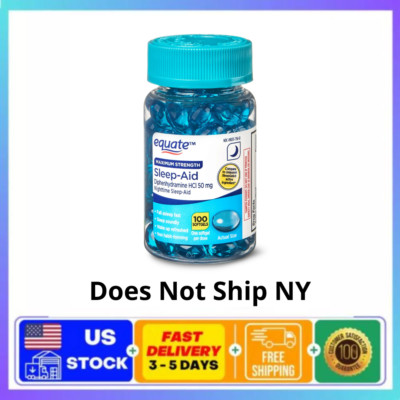 Equate Maximum Strength Diphenhydramine HCL Sleep-Aid Softgels, 50 Mg, 100 Count