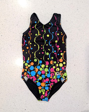BIRTHDAY CONFETTI GK ELITE Gymnastics Dance Leotard CM Child Medium ULTRA SOFT