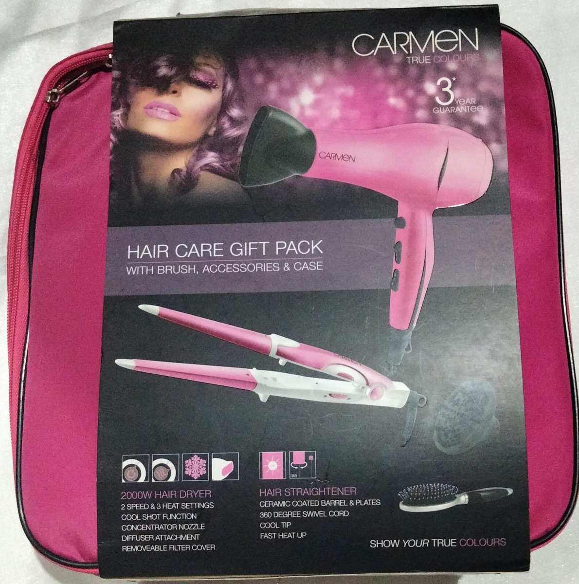 Carmen True Colours Hair Care Gift Pack with Brush, Accessories