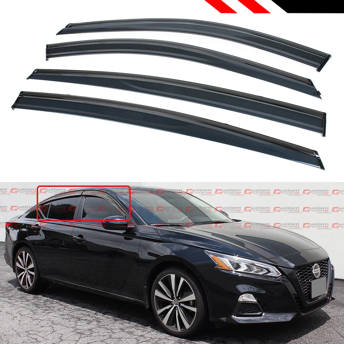 FOR 19 2024 NISSAN ALTIMA BLACK TRIM CLIP ON WINDOW VISOR RAIN