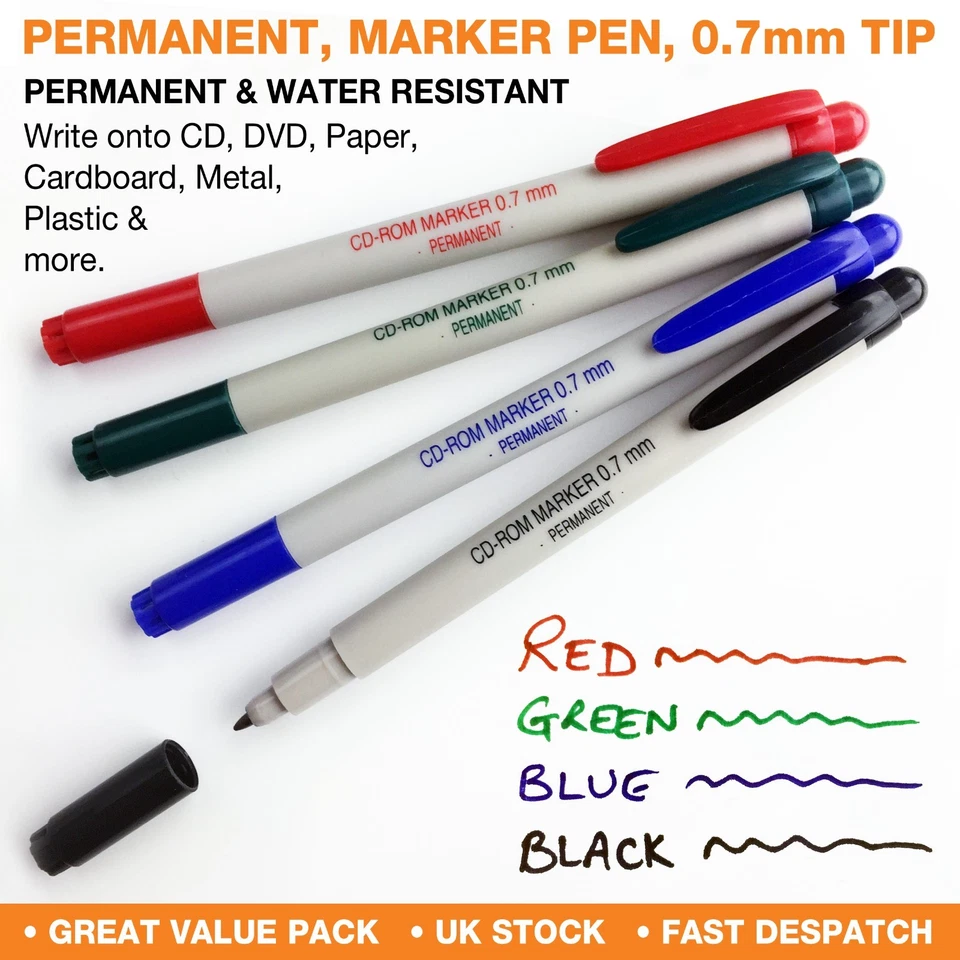 Permanent Marker Pen Fine Tip ✔Waterproof ✔Red,Green,Blue,Black ✔Multi purpose