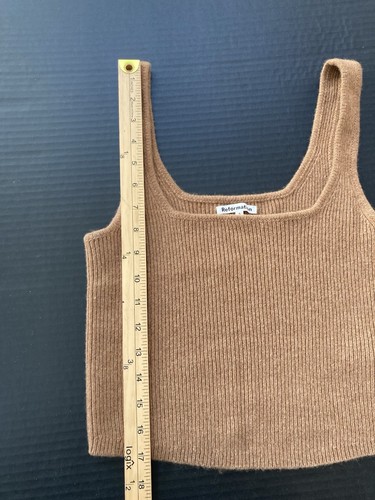 Reformation Top Square Neckline Tank Size SMALL Cashmere Cropped Sweater Brown - Picture 7 of 11