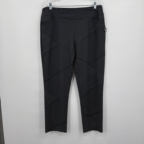 TAIL Pants Womens 16 Black Striped Ankle Straight Golf UPF Elastic Waist Pockets