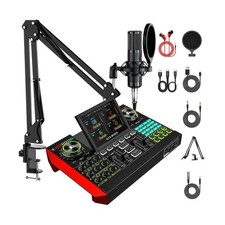 Podcast Equipment Bundle with 3.5mm P15 Condenser Microphone for Pc/Phone Liv...