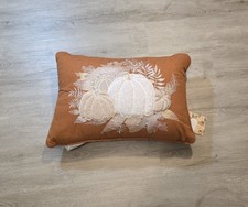 Sherpa Embroidered Bead & Textures Fall Pumpkin Zip Throw Pillow 14" X 20"