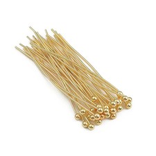 Headpins 18k Gold Plated Jewelry DIY Needles 50pcs 16-35mm Ball