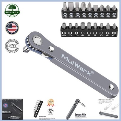 Ultra Low Profile Screwdriver Set with 90 Degree Offset and Hex Bits Included