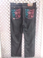 Vtg Y2K Akademiks Wide Leg Baggy Embroidered Pockets Hip Hop Jeans Men's 44x34